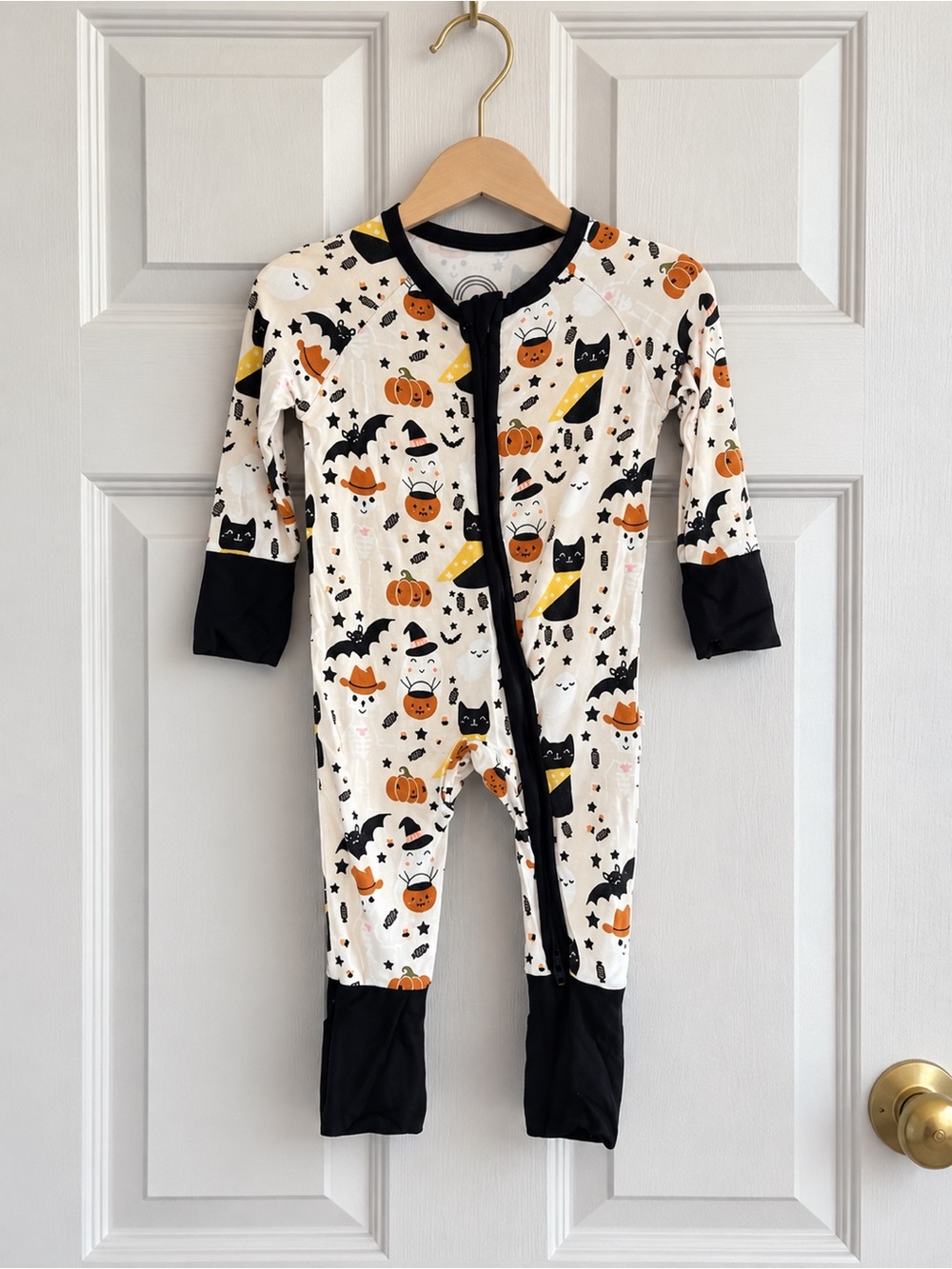 Emerson and Friends Halloween Bamboo Convertible Romper 0-3M Ghost Pumpkin Cat